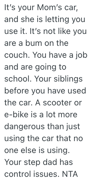 Screenshot 2025 10 14 at 12.52.33 PM High Schooler Works Hard And Pays For His Own Insurance, But His Stepdad Thinks He Should Get A Cheap Scooter Instead Of Using The Extra Family Car