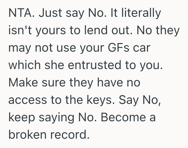 Screenshot 2025 10 15 at 11.54.55 AM He Borrowed His Girlfriends Car While Shes Out Of Town, But His Parents Want Him To Let Them Drive Her Car
