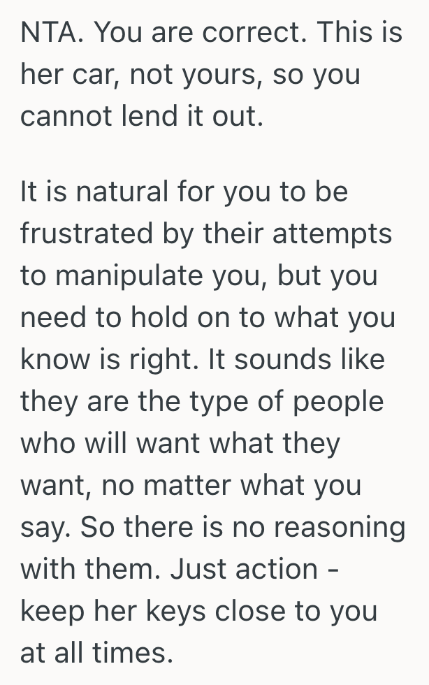 Screenshot 2025 10 15 at 11.55.38 AM He Borrowed His Girlfriends Car While Shes Out Of Town, But His Parents Want Him To Let Them Drive Her Car