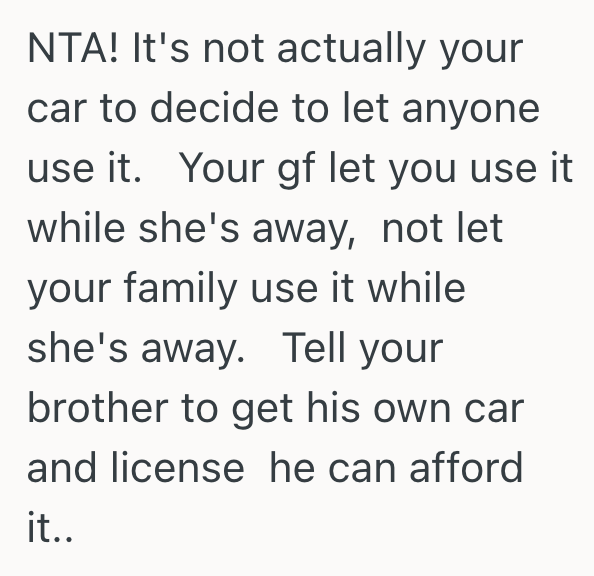 Screenshot 2025 10 15 at 11.55.54 AM He Borrowed His Girlfriends Car While Shes Out Of Town, But His Parents Want Him To Let Them Drive Her Car