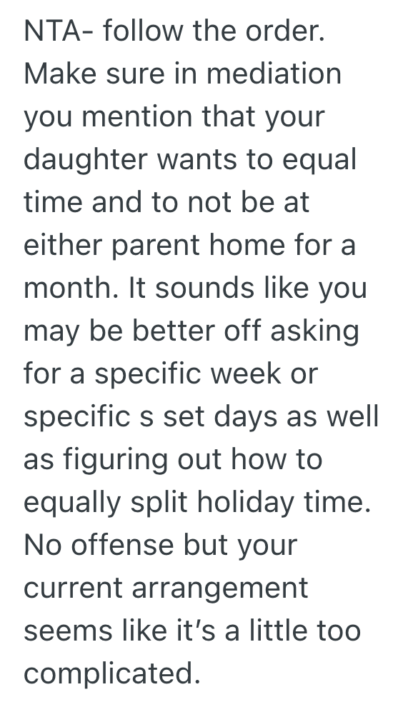 Screenshot 2025 10 17 at 4.42.21 PM Woman Has An Agreement With Her Ex About Where Their Daughter Will Spend The Holidays, But Now Her Ex Is Trying To Change The Rules