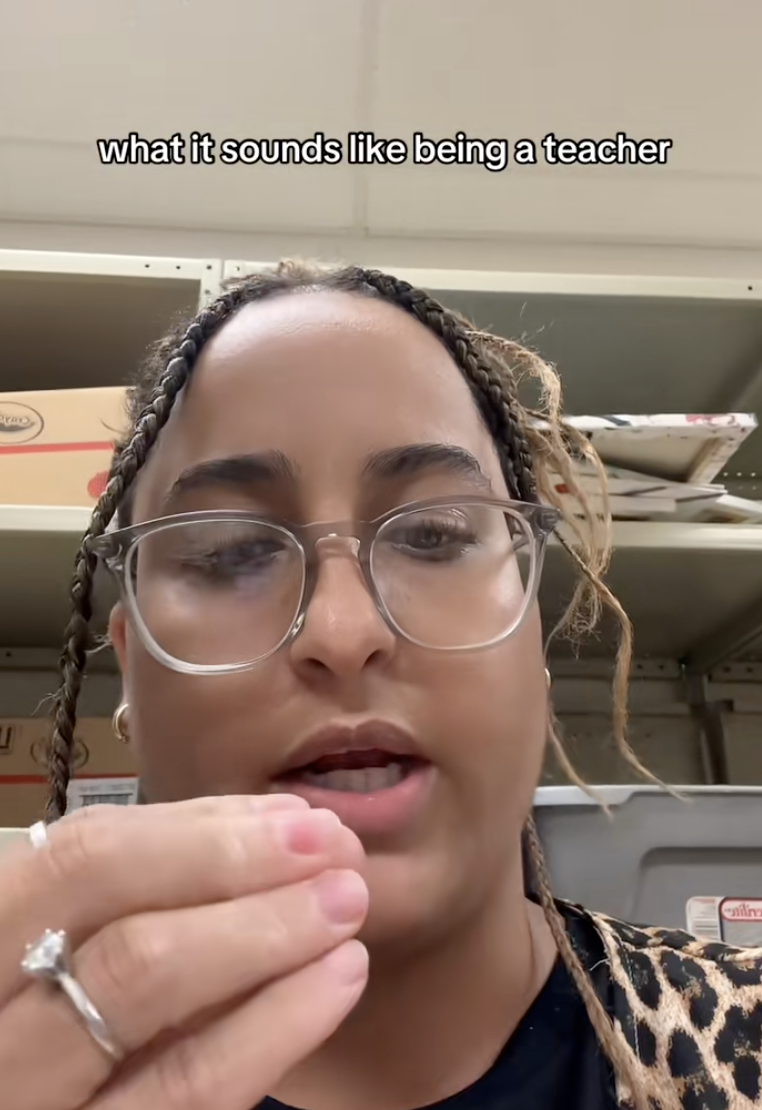 teaching talking about her job