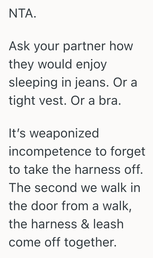 Screenshot 2025 10 18 at 12.43.43 PM Womans Boyfriend Gets Upset When She Asks Him If He Took The Dogs Harness Off, But She Doesnt Want Their Dog To Sleep With His Harness On All Night