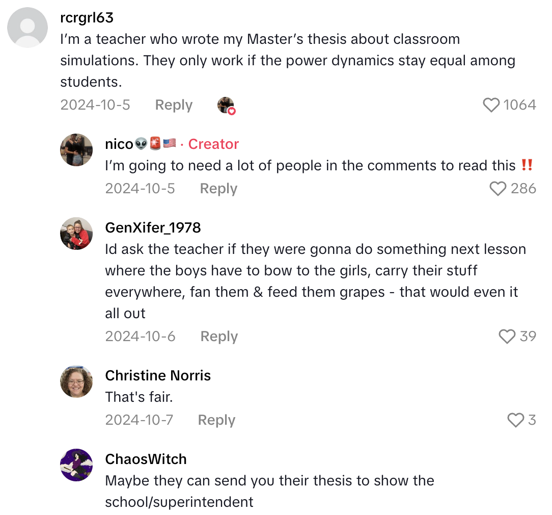 Screenshot 2025 10 18 at 2.09.13 PM A Mom Wasnt Happy That Her Daughter Had To Be Subservient To Male Students In A School Lesson About Life In Ancient Greece