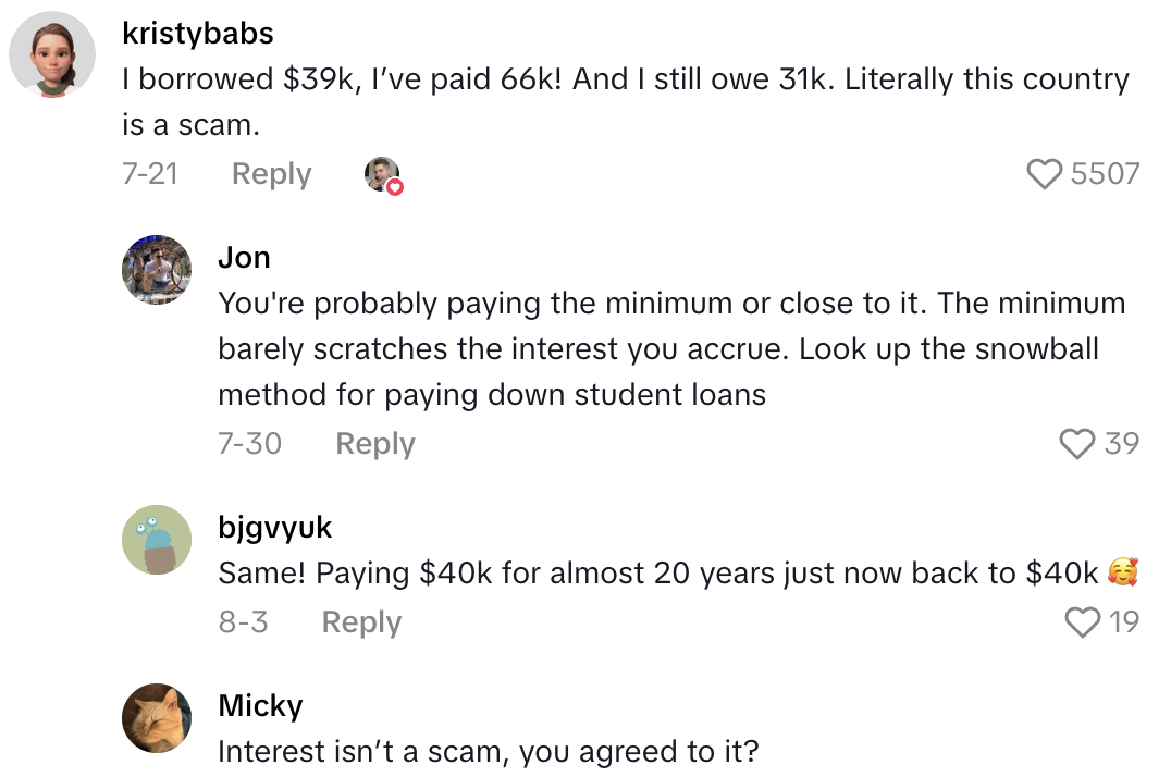 Screenshot 2025 10 18 at 2.24.04 PM A TikTokker Said He Was Frustrated After He Made a Student Loan Payment and It Didnt Even Make a Dent in His Debt