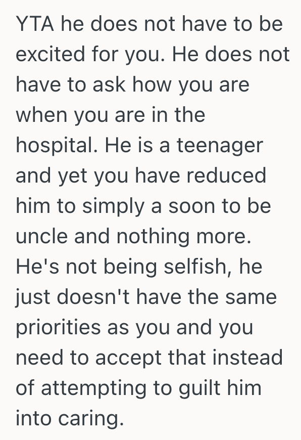 Screenshot 2025 10 18 at 4.25.32 PM Woman Is Upset That Her Brother Didnt Seem To Care About Her When She Was Pregnant, But She Still Showed Up For Him When He Was In The Hospital