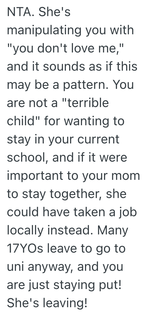 Screenshot 2025 10 18 at 5.19.46 PM Woman Doesnt Want To Switch Colleges, But Her Mom Keeps Trying To Convince Her To Move With Her