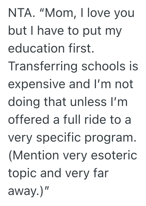 Screenshot 2025 10 18 at 5.20.34 PM Woman Doesnt Want To Switch Colleges, But Her Mom Keeps Trying To Convince Her To Move With Her