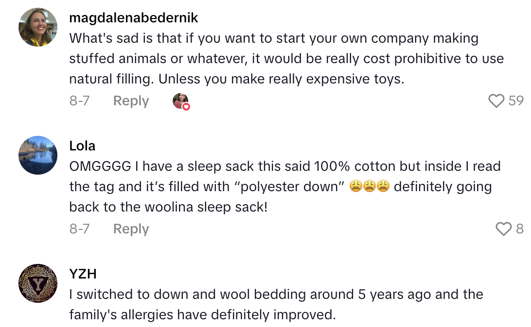 Screenshot 2025 10 18 at 9.12.37 AM The Anti Plastic Lady On TikTok Sounded Off Against Polyester Fiberfill Found In Toys And Pillows