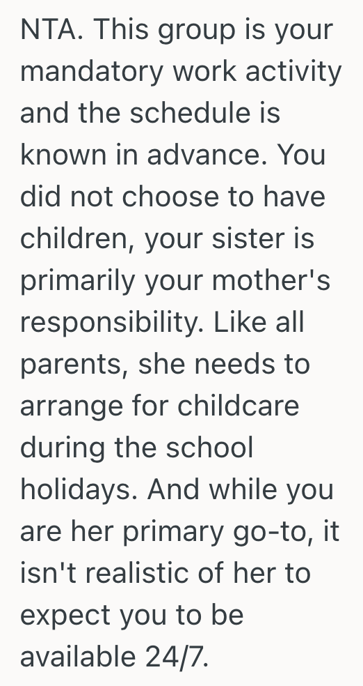 Screenshot 2025 10 19 at 10.41.29 PM Older Sister Is Usually Okay With Babysitting Her Younger Sister, But She Doesnt Want To Babysit When It Means Missing A Class She Likes