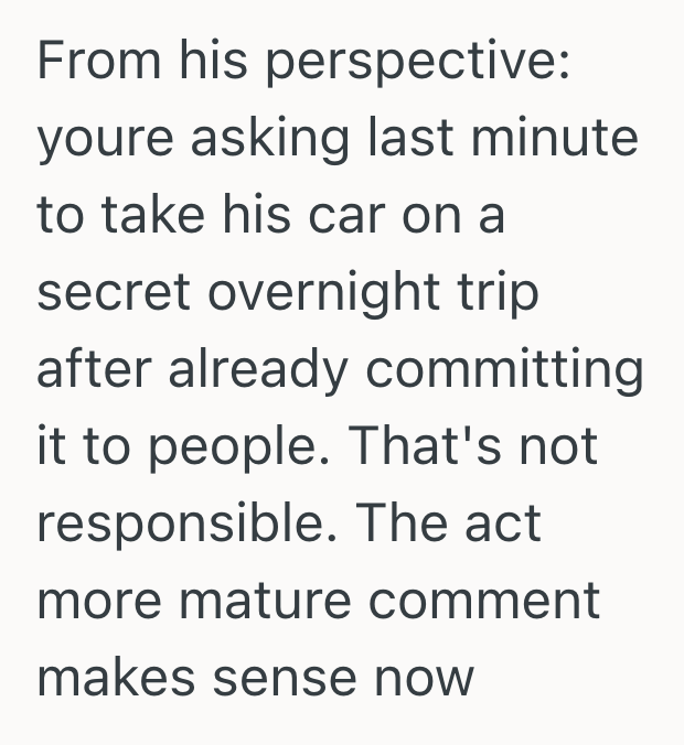 Screenshot 2025 10 19 at 9.44.25 PM Man Offered To Drive His Friends On A Weekend Trip, But He Offered To Use His Dads Car Before Asking Him First. So His Dad Gave Him A Hard No And Told Him To Stop Being Immature.