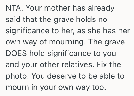 Screenshot 2025 10 20 at 14.24.17 Grown Woman Lost Her Sister When She Was Just A Child, And Has Been Honoring Her Memory Ever Since, But Now Her Mother Wont Allow Her To Maintain Her Sisters Grave