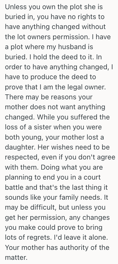 Screenshot 2025 10 20 at 14.25.20 Grown Woman Lost Her Sister When She Was Just A Child, And Has Been Honoring Her Memory Ever Since, But Now Her Mother Wont Allow Her To Maintain Her Sisters Grave