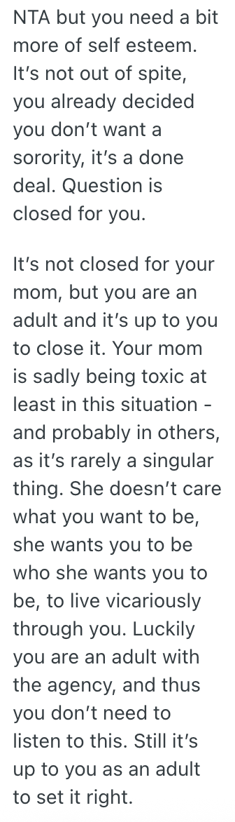 Screenshot 2025 10 21 at 3.21.47 PM A College Students Mom Wont Stop Pressuring Her To Join A Sorority And Now She Doesnt Want To Have Anything To Do With It