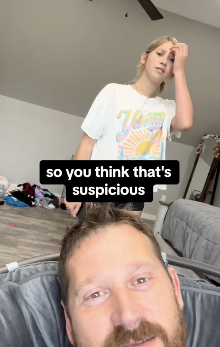 man talking to his daughter