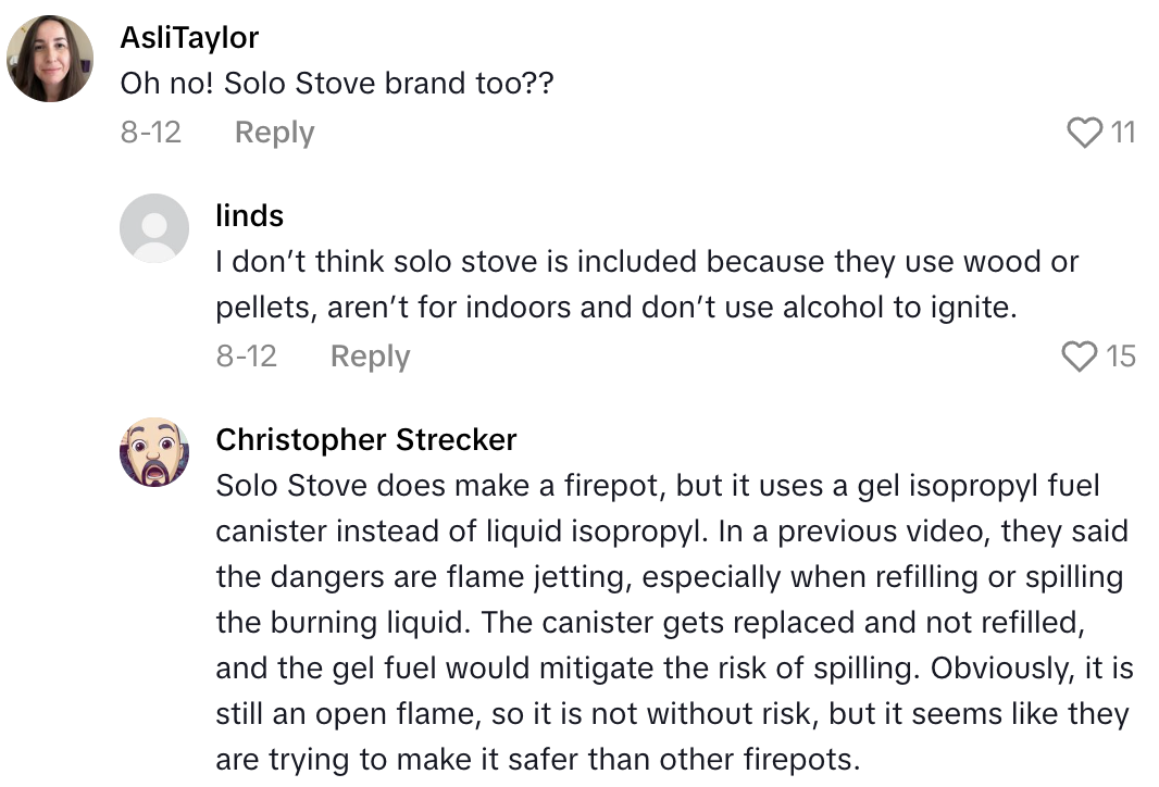 Screenshot 2025 10 23 at 12.02.03 PM This entire genre of product is dangerous. You cant make indoor, outdoor fire pots safe.   A Lawyer Warned People About the Danger Of Certain Fire Pots