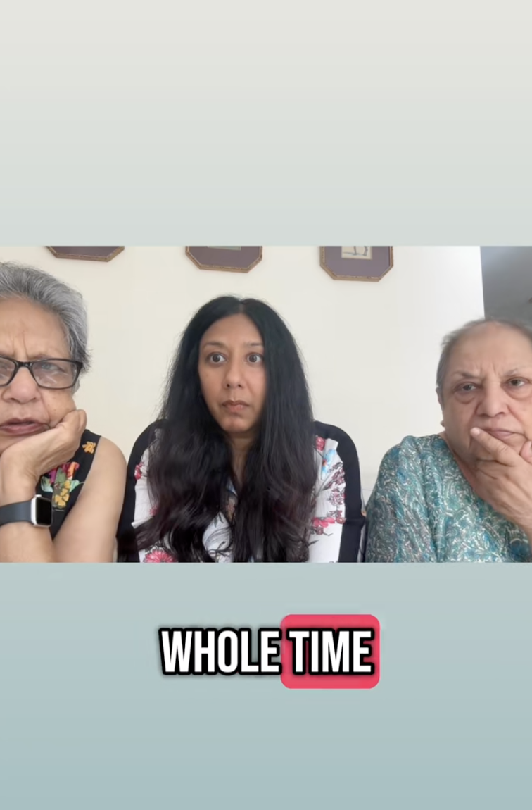 woman talking to her mom and aunt