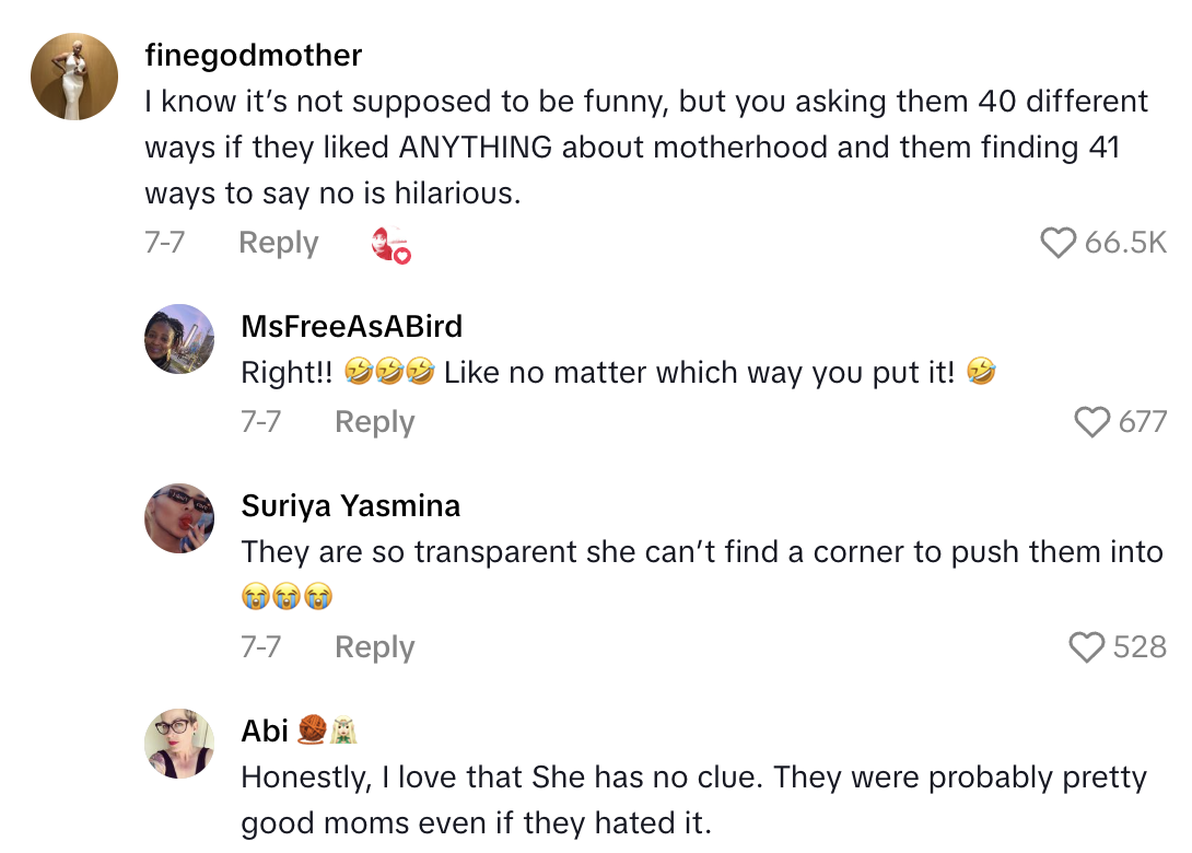 Screenshot 2025 10 23 at 8.34.01 AM A TikTokkers Mother and Aunt Got Real When She Asked Them What They Liked About Being Moms