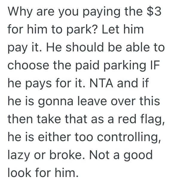 Screenshot 2025 10 24 at 10.47.50 AM Womans Boyfriend Consistently Pays $3 To Park Right Outside Her Home, But She Thinks He Should Park Further Down The Street Where Its Free