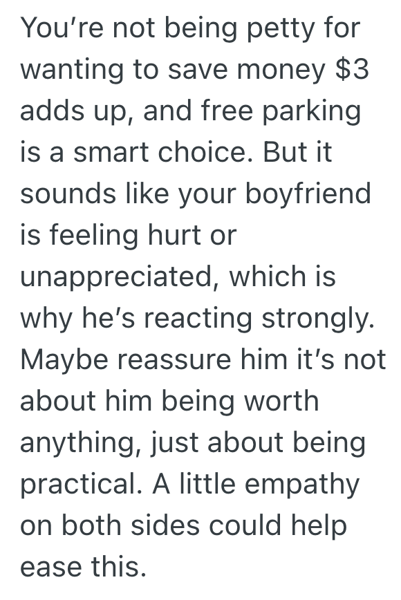 Screenshot 2025 10 24 at 10.48.35 AM Womans Boyfriend Consistently Pays $3 To Park Right Outside Her Home, But She Thinks He Should Park Further Down The Street Where Its Free