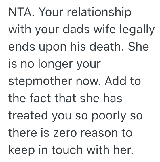 Screenshot 2025 10 24 at 11.48.39 PM Woman Feels Hurt That Her Stepmother Didnt Include Any Personal Photos Of Her At Her Dads Funeral, So Shes Thinking About Going No Contact