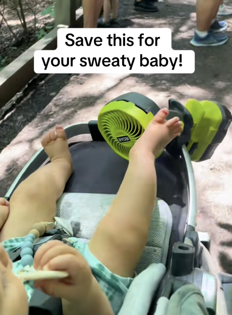 baby with a fan