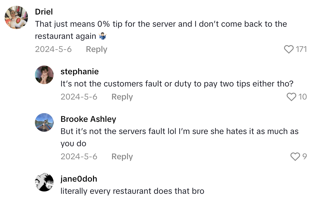 Screenshot 2025 10 26 at 8.44.04 AM A Customer Said She Got A Kitchen Service Charge On Her Bill At A Restaurant