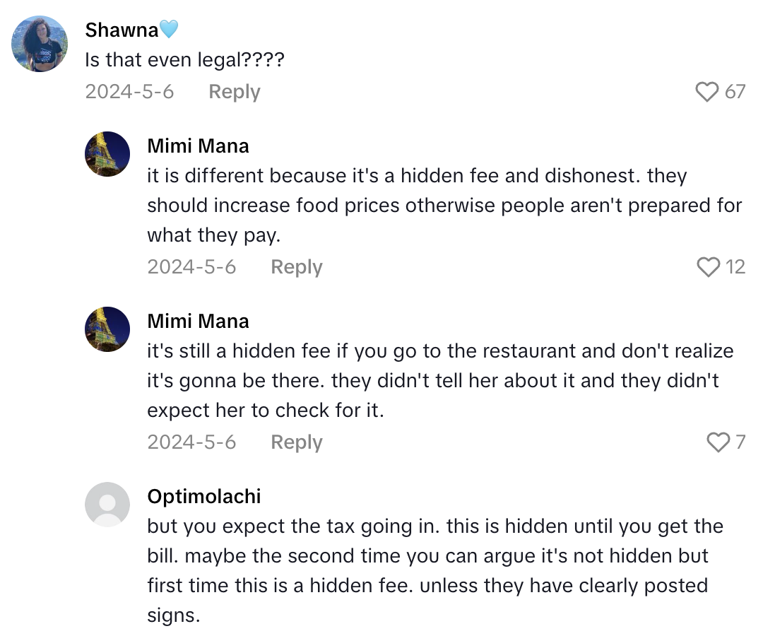 Screenshot 2025 10 26 at 8.44.25 AM A Customer Said She Got A Kitchen Service Charge On Her Bill At A Restaurant