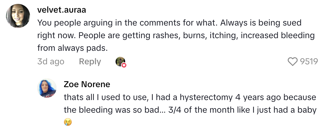 Screenshot 2025 10 26 at 8.50.16 AM Always pad. It is brand new.   A TikTokker Said She Found Mold Inside Her Sanitary Pad