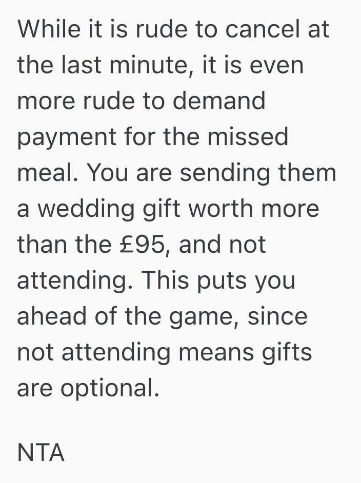 Screenshot 2025 10 28 at 9.57.35 PM Man Had To Cancel On His Friends Wedding Due To A Last Minute Business Trip, So The Groom Asked Him To Cover The £95 Charge For His Empty Seat