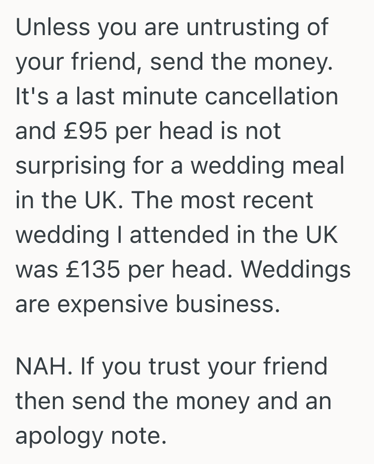 Screenshot 2025 10 28 at 9.59.48 PM Man Had To Cancel On His Friends Wedding Due To A Last Minute Business Trip, So The Groom Asked Him To Cover The £95 Charge For His Empty Seat