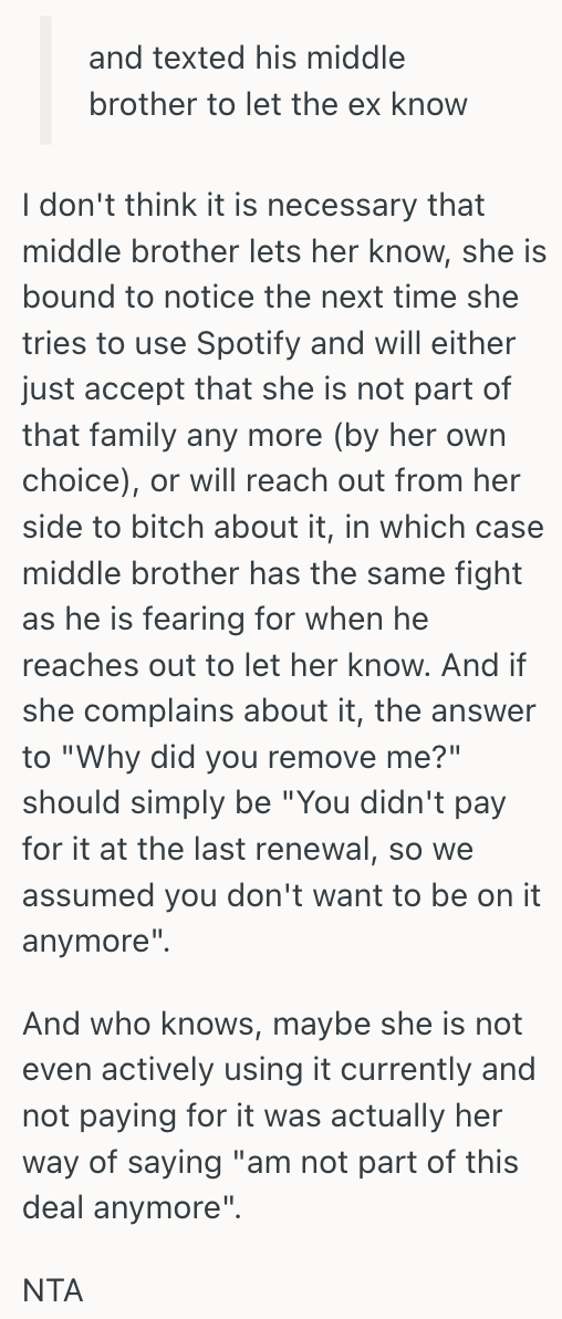 Screenshot 2025 10 29 at 09.32.34 Newly Married Couple Wanted To Merge Their Subscriptions, So Set Her Up On His Spotify Family Plan. But When This Meant Kicking Out His Ex Sister In Law, A Huge Family Blow up Ensured.
