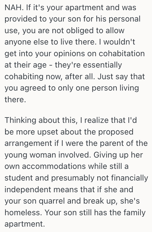 Screenshot 2025 10 29 at 16.25.38 Mom Pays For Her Adult Son To Live Freely In A Small Apartment That She Owns, But When He Asks If His Girlfriend Can Move In, She Says No