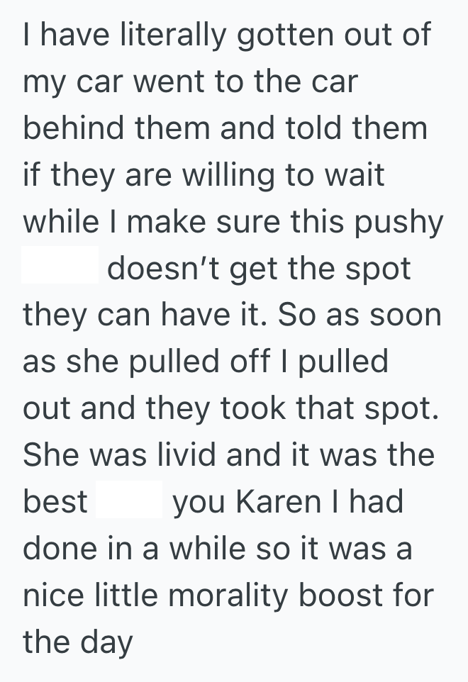 Screenshot 2025 10 30 at 11.18.20 AM A Pushy Customer Tried To Steal His Parking Spot, So Instead Of Complying, He Sat There And Made Her Wait