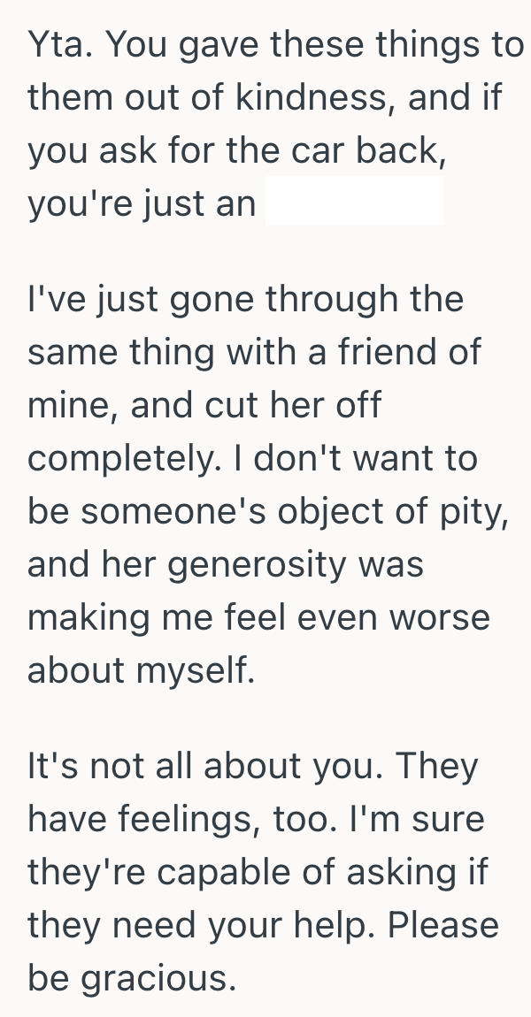 Screenshot 2025 10 30 at 3.55.56 PM Generous Woman Gives Her Brother In Law And Sister In Law Her Old Car, But Now They Dont Want Her To Give Them Any More Gifts