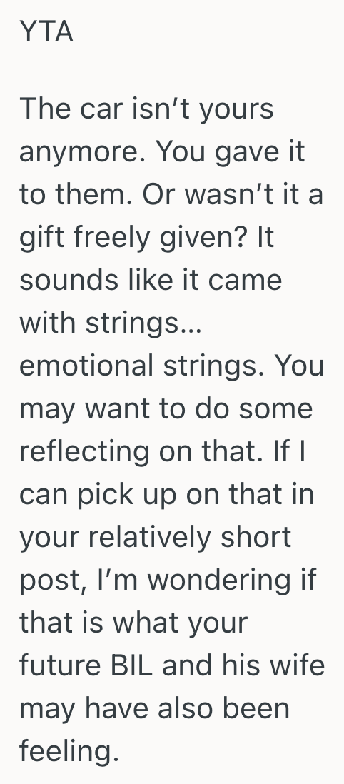 Screenshot 2025 10 30 at 3.56.44 PM Generous Woman Gives Her Brother In Law And Sister In Law Her Old Car, But Now They Dont Want Her To Give Them Any More Gifts