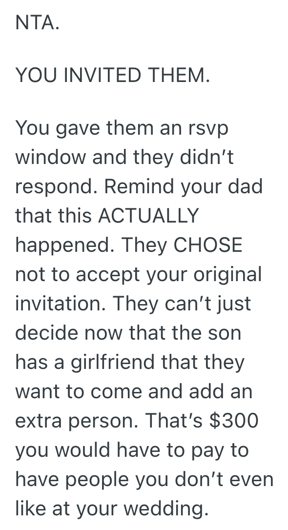 Screenshot 2025 10 30 at 5.34.28 PM Womans Dad Wants Her To Invite Some Distant Relatives To Her Wedding, But She Doesnt Want To Invite Them Because Theyre Creepy