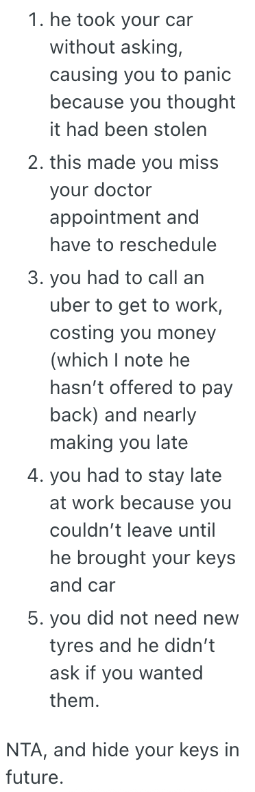 Screenshot 2025 10 30 at 6.31.28 AM A Car Owners Uncle Borrowed Her Vehicle And Put New Tires On It Without Her Permission, And She Refuses To Pay Him Back For It