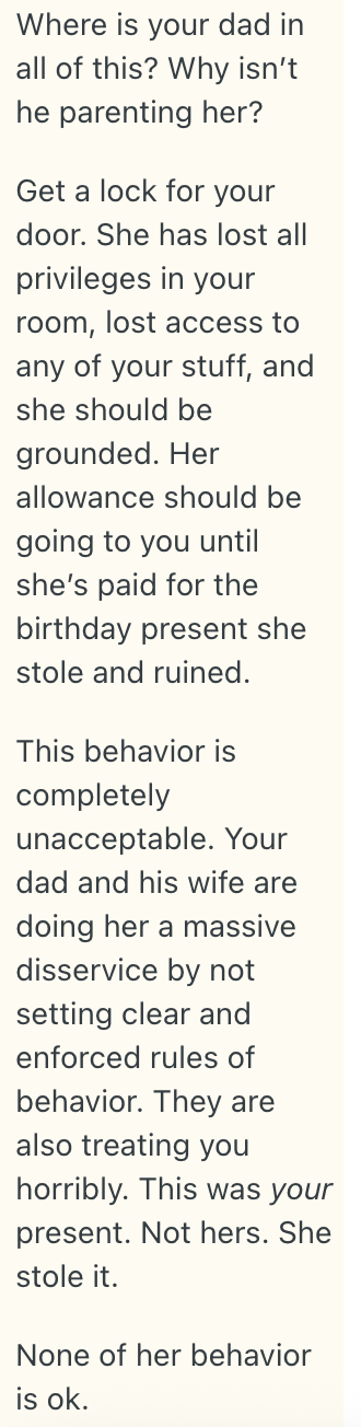 Screenshot 2025 10 30 at 6.51.15 AM A Twenty Somethings Teenage Sister Opened Up One of Her Birthday Presents Without Her Permission, And She Told Her She Needs to Stop Thinking Her Things Belong to Her