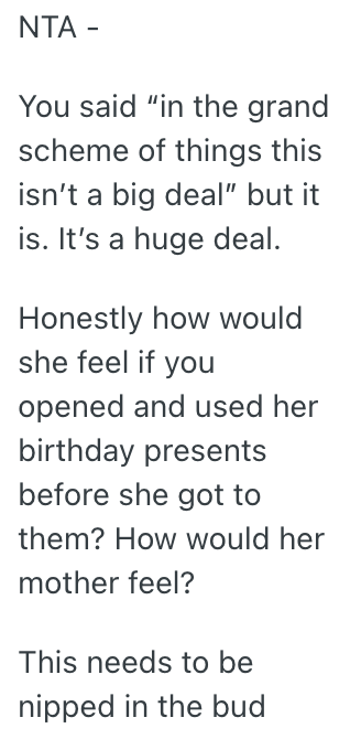 Screenshot 2025 10 30 at 6.52.00 AM A Twenty Somethings Teenage Sister Opened Up One of Her Birthday Presents Without Her Permission, And She Told Her She Needs to Stop Thinking Her Things Belong to Her