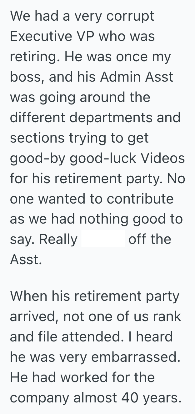 Screenshot 2025 10 30 at 7.39.47 PM Employee Was Humiliated By A Toxic Executive Years Ago, So He Got The Last Laugh At The Executives Retirement Party
