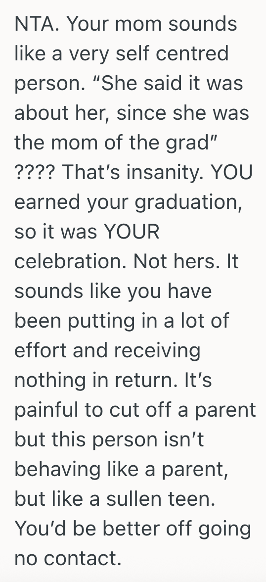 Screenshot 2025 10 30 at 7.42.30 PM Mom Reluctantly Attended Her College Graduation, But Shes Holding A Grudge Because They Didnt Spend Every Minute Together