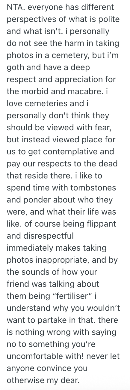 Screenshot 2025 10 31 at 4.20.18 PM Amateur Photographers Friend Wanted Her To Take Pictures In A Cemetery On Halloween, But She Thought That Would Be Disrespectful