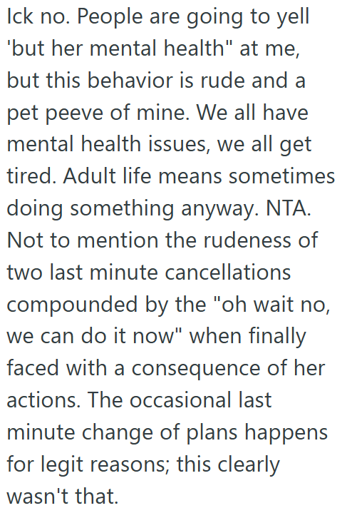 Screenshot 2 605a5a Womans Friend Keeps Bailing On Her And Pushing Off Their Plans, So She Refused To Reschedule And Didnt Answer The Phone When They Called