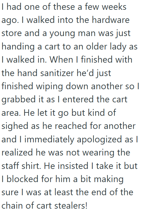 Screenshot 2 6816fd Woman Is Just Sanitizing Her Shopping Cart Before Entering The Store, But A Man Thinks She Is A Retail Employee Cleaning The Carts For Customers And Tries To Take It