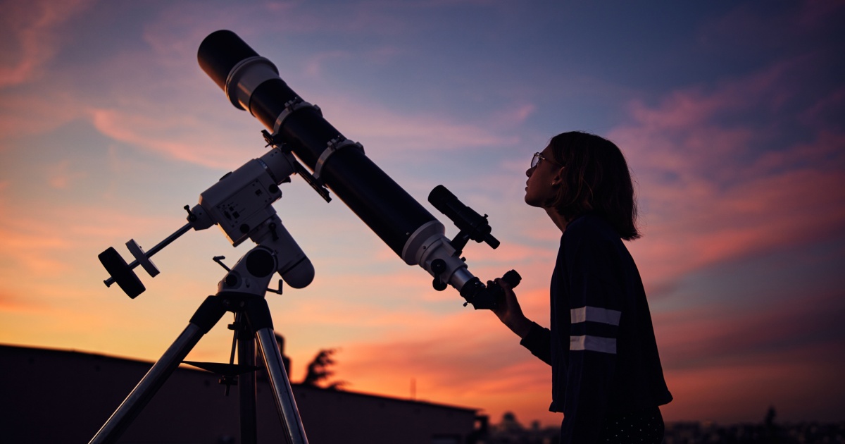 Person with telescope