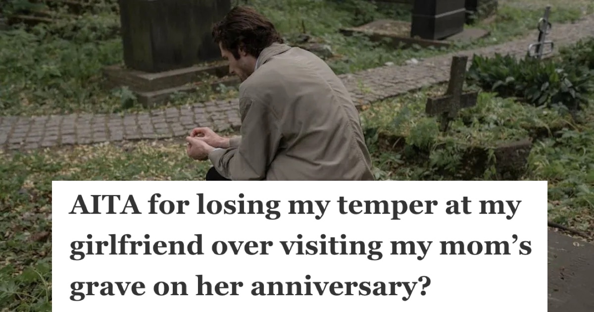 Man grieving alone on the grave of a loved one