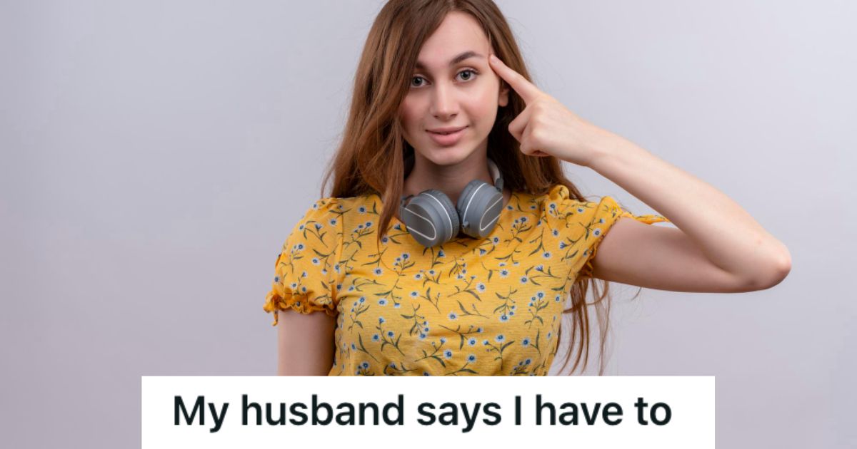 Woman wearing yellow shirt and has headphones around her neck