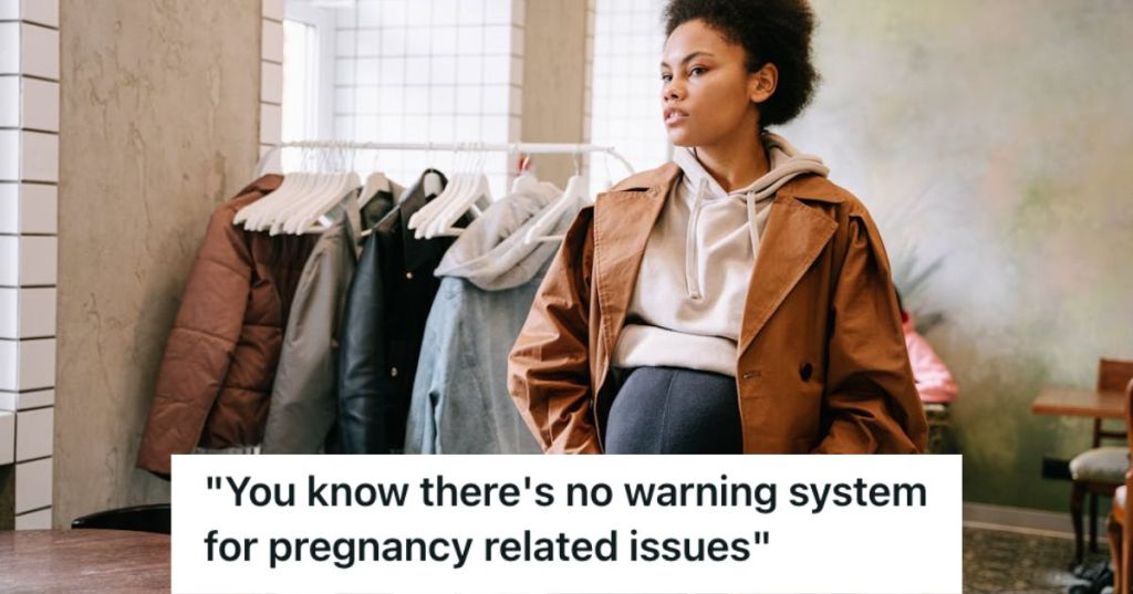 Pregnant woman in a clothing store