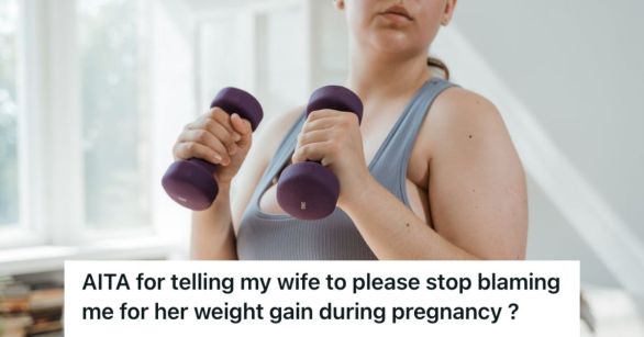 Chubby woman holding dumbbells